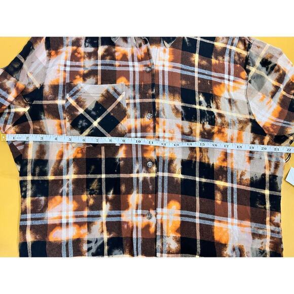 Originality La La Land America Land of the Free Bleach Dyed Plaid Flannel Shirt - Picture 7 of 8